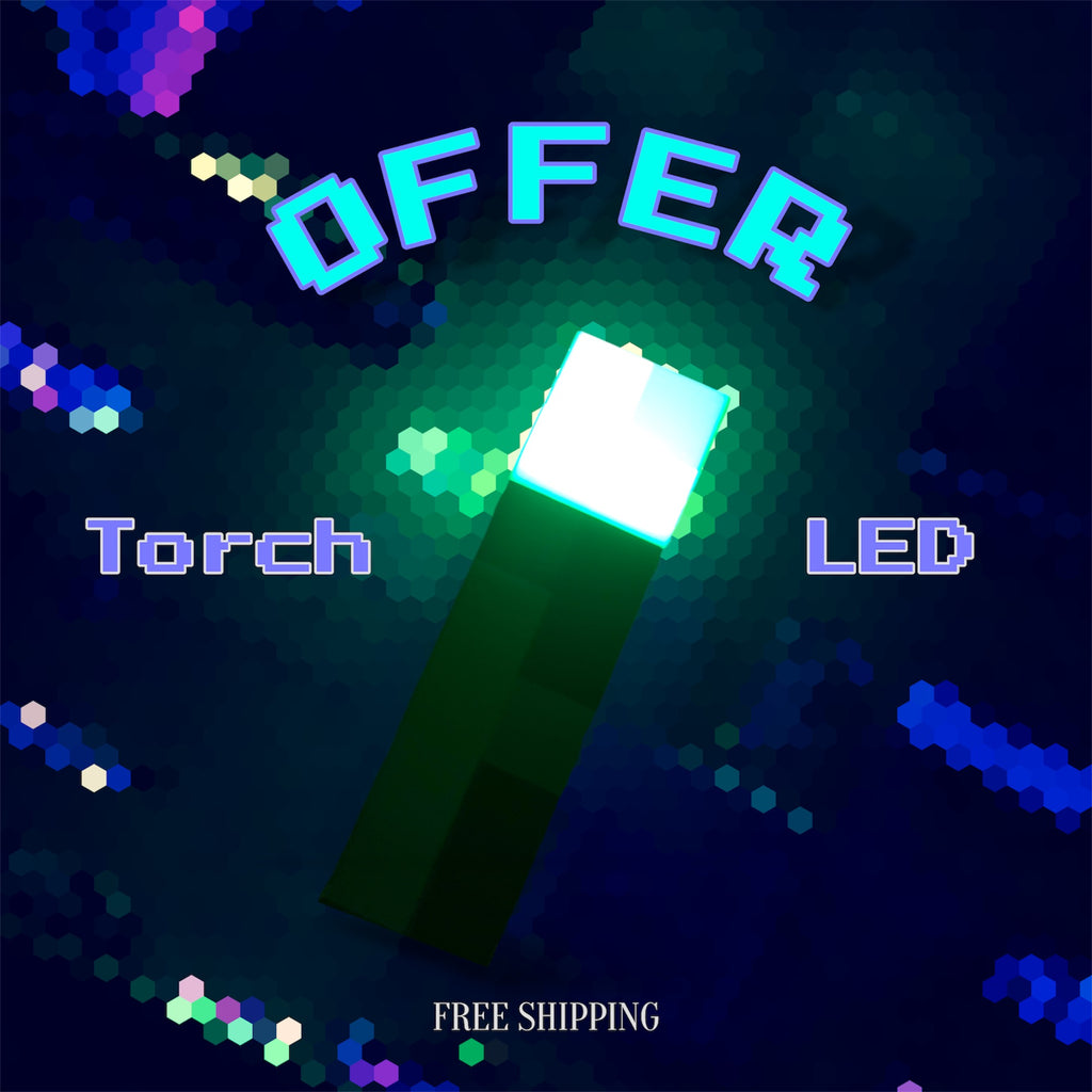 Rechargeable USB LED Torch – Pixel-Style Decorative Lamp for Gamer Rooms or Unique Gifts